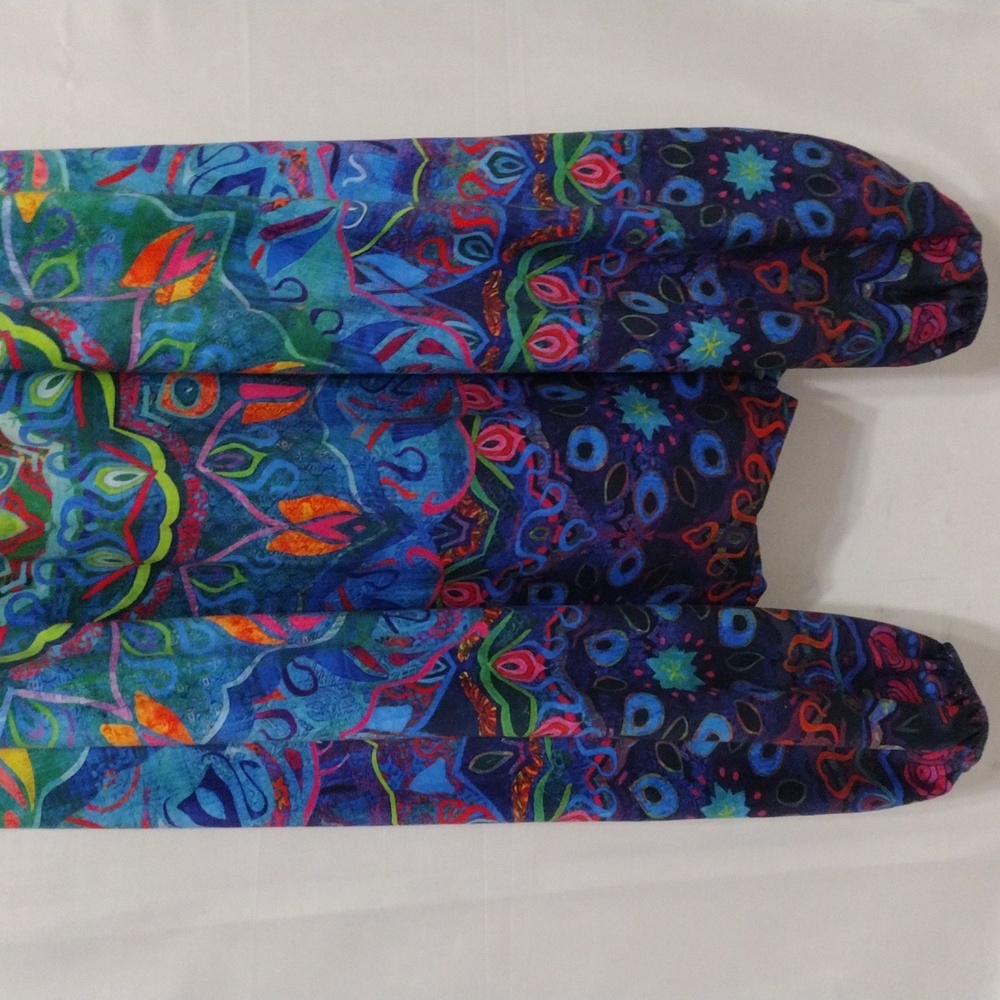 Colorful Boho Drop Crotch Harem Jumpsuit Womens Racerback Festival Yoga Romper L - Picture 6 of 12